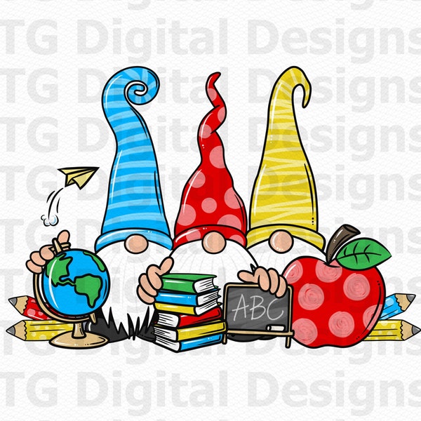 School PNG, Back To School PNG, Teacher PNG, School Vacation, School Gnome, Teacher Gift, School Sublimation Design, Teacher Design Digital