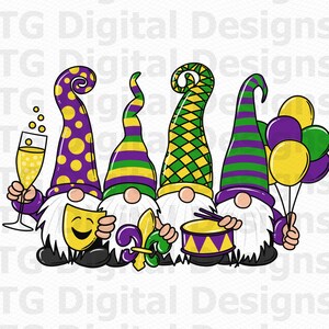 Gnomos de Mardi Gras PNG, Diseño de sublimación de Mardi Gras, Feliz Mardi Gras, Gnomos de Mardi Gras PNG, Diseño de camiseta, Archivo digital PNG