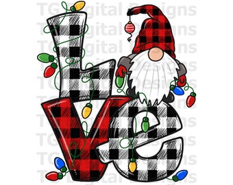 Jul PNG, Jultomte PNG, Julkärlek, Buffalo Rutig, Julpläd, Julsublimering, Julutskrivbar, Digital Fil