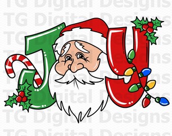 Christmas PNG, Christmas Santa PNG, Christmas Joy PNG, Christmas Sublimation Design, Christmas Lights, Colorful Christmas Digital Download