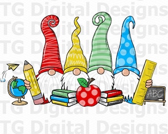 School PNG, Back To School PNG, Teacher Gifts, Gnome PNG, Teacher Clipart, School Sublimation, School Clipart, Teacher Download, Digital