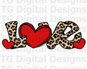 PNG di San Valentino, PNG di San Valentino, PNG di San Valentino leopardato, Cuore di San Valentino, Design di sublimazione di San Valentino, Design di maglietta, File digitale