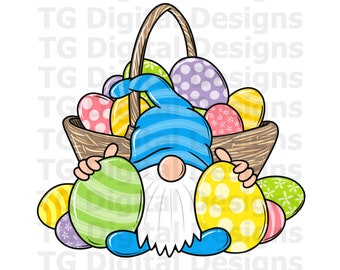 Easter Gnome PNG Eggs Basket Gnomes Sublimation Design Download Digital File Clipart Easter Shirt Design