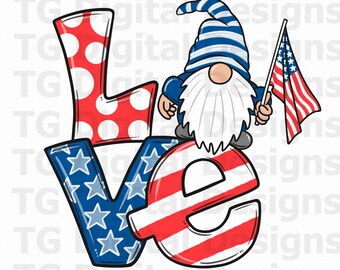 Patriotic PNG, Patriotic Boy PNG, Patriotic Gnome PNG, 4th of July Sublimation, 4th of July Shirt Design, Gnomes Patriotic, Digital Download