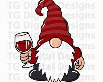 Wine Gnome PNG, Wine Sublimation Design, Wine Glass, Gnome, Digital Download