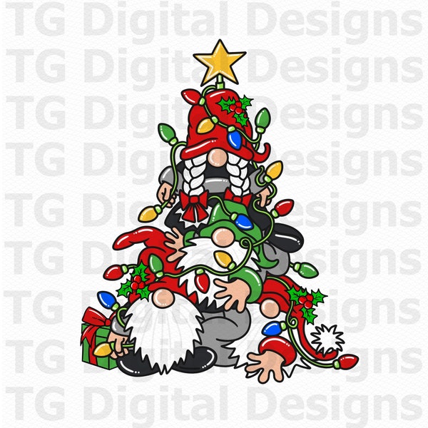 Christmas Tree PNG, Christmas Gnomes PNG, Christmas Lights, Christmas Tshirt PNG, Christmas Sublimation Design, Christmas Digital Download