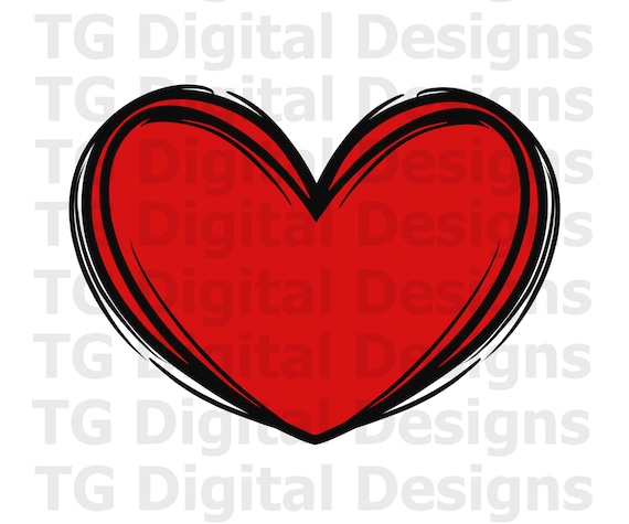 Heart PNG, Red Heart PNG, Hand Drawn Heart, Red Heart Sublimation, Red Heart  Printable, Heart Clipart, Heart Digital Download File 