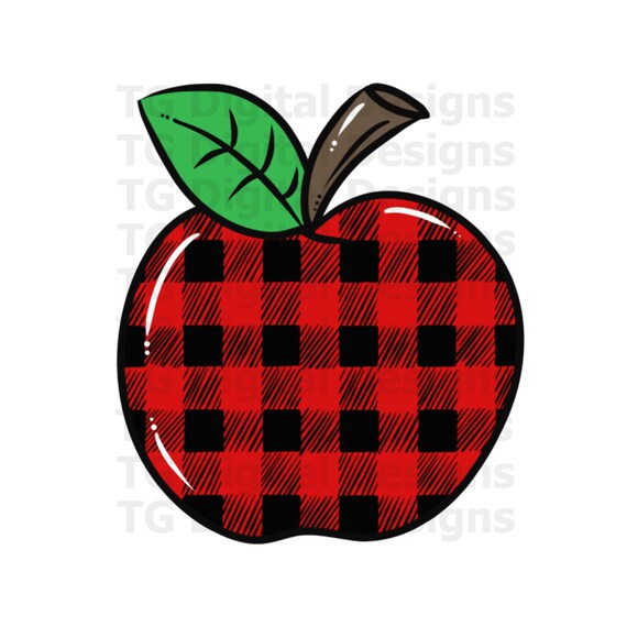 Apple PNG, Apple Buffalo Plaid PNG, Buffalo Plaid Apple, Apple Clipart, Back To School, Teacher PNG, Apple Printable Digital Download