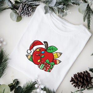 Jullärare PNG, lärarpresent, jul PNG, läraräpple, skolmaterial, julmugg PNG, skjortsublimering, juldesign bild 2