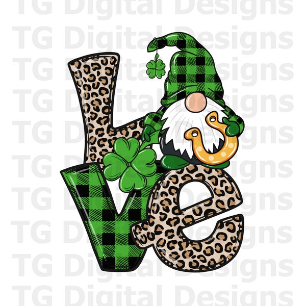 St Patricks Day PNG, St Patrick Gnome PNG, Leopard, Plaid, St Patricks Sublimation, Gnome St Patrick, Shirt Design, Printable, Digital File