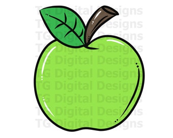 Green Apple PNG, Apple Clipart, Apple Design, Apple Printable, Apple School, Apple Teacher, Teacher PNG, Apple Digital Download File