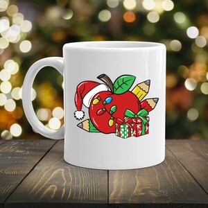 Jullärare PNG, lärarpresent, jul PNG, läraräpple, skolmaterial, julmugg PNG, skjortsublimering, juldesign bild 3