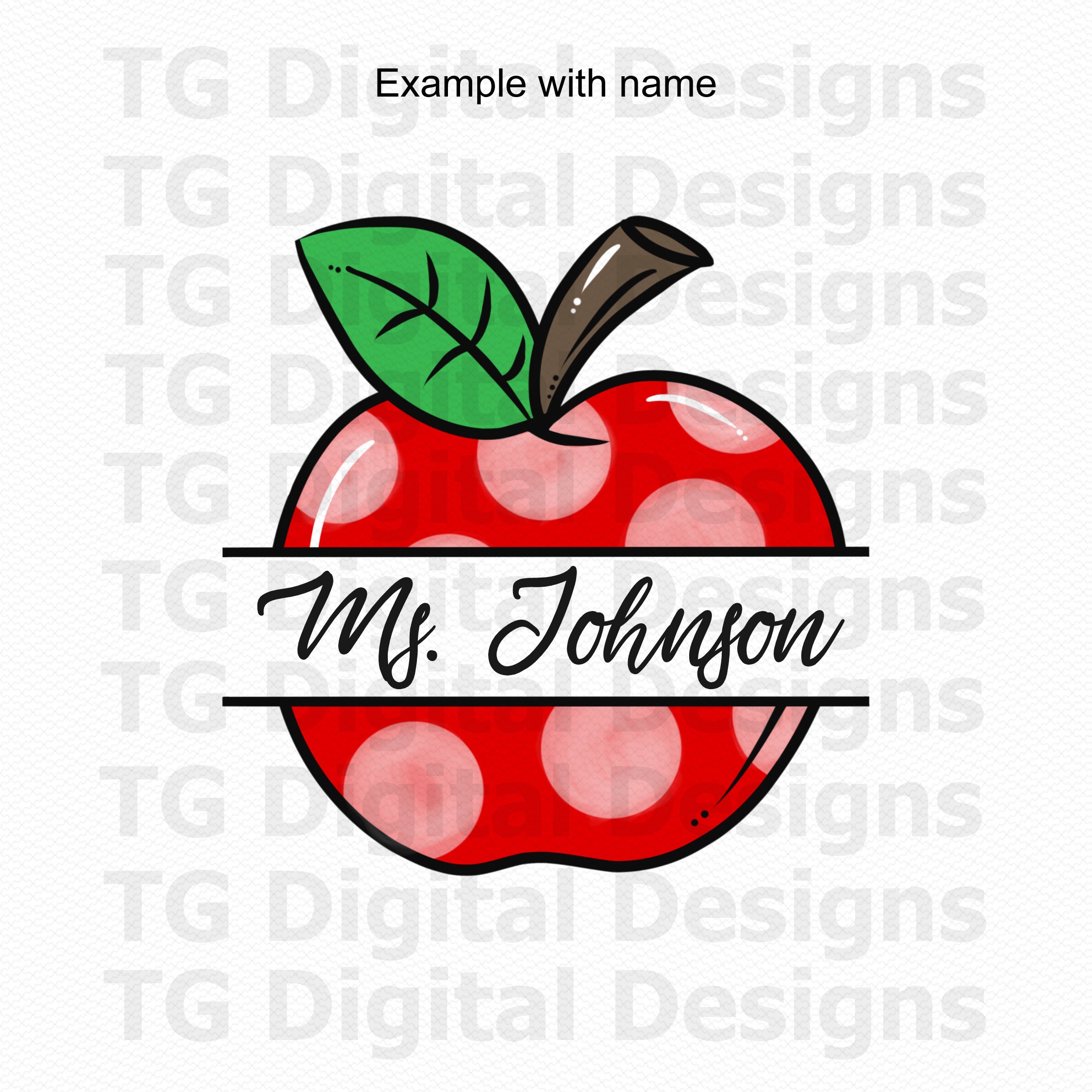 Apple Name Frame PNG, Apple Monogram PNG, Polka Dot, Teacher PNG, Back ...
