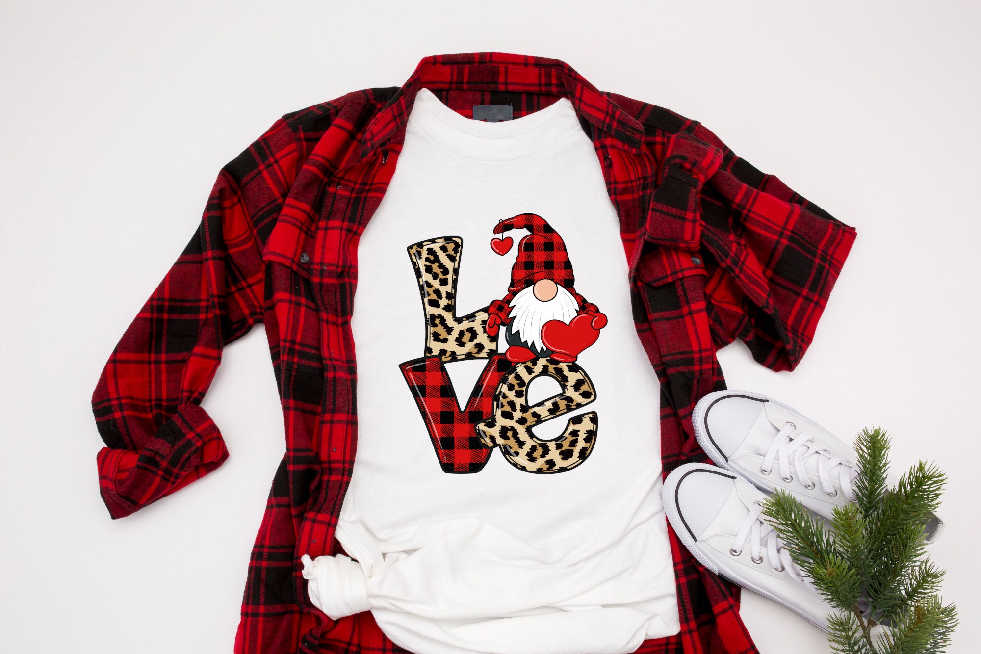 Valentine Love PNG Leopard Buffalo Plaid Gnome Heart Valentines Day ...