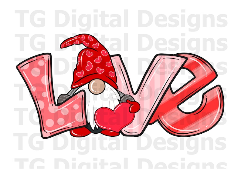 Download Valentine Love PNG Gnome Sublimation Printable Clipart | Etsy