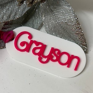 Pink doll stocking tag - pink doll gift tag