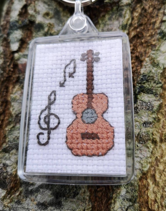 Cute ukulele keyring cross stitch handmade music lover Etsy