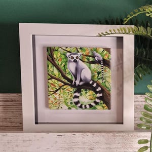 lemur wand kunst lemur kleines Bild Einweihungsparty Geburtstagsgeschenk home decor gerahmtes Bild süßer Lemur Bild lemur Tierbild Lemur Kunst
