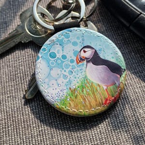 Puffin Keyring puffin keychain Faux Leather Keychains puffin keychain gift for her gift for him puffin Animal Christmas gift