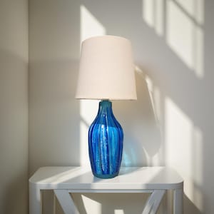 Hand Painted Blue Table Lamp: Unique Home Decor Gift