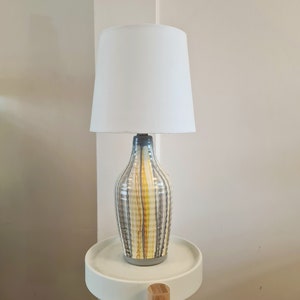 yellow grey hand painted table lamp ceramic table lamp home décor housewarming gift bedside lamp table lamp ceramic yellow lamp