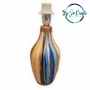Hand Painted Ceramic Table Lamp: Blue Bronze Home Decor