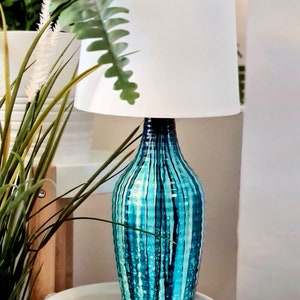 teal black hand painted table lamp ceramic lamp home décor housewarming gift birthday gift bedside lamp table lamp ceramic teal black lamp
