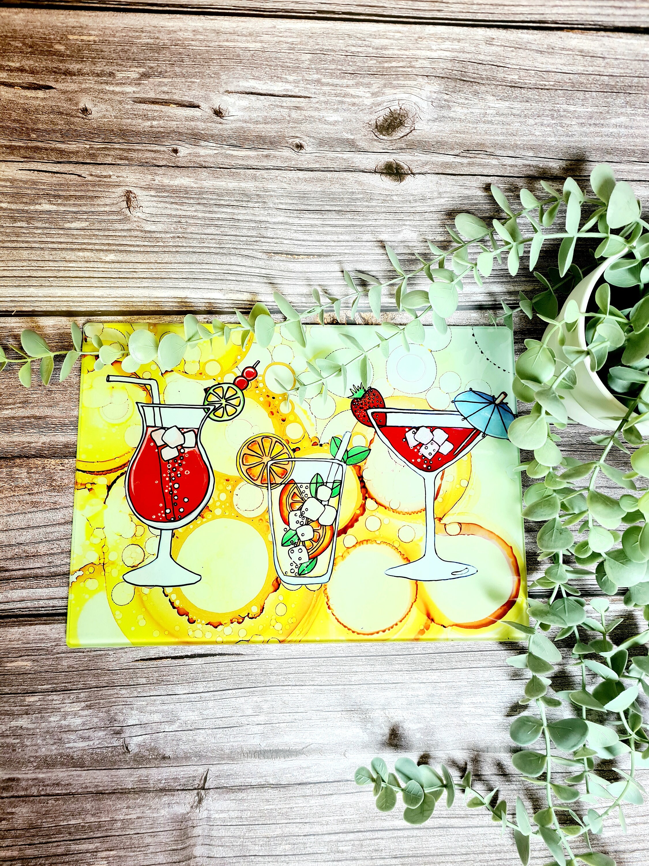 Cocktails Tempered Glass Chopping Board Glass Placemats Etsy Australia