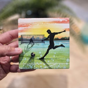 football coaster ceramic cork backed coaster quirky design hobbies coaster football coaster football gift for him gift for her soccer gift