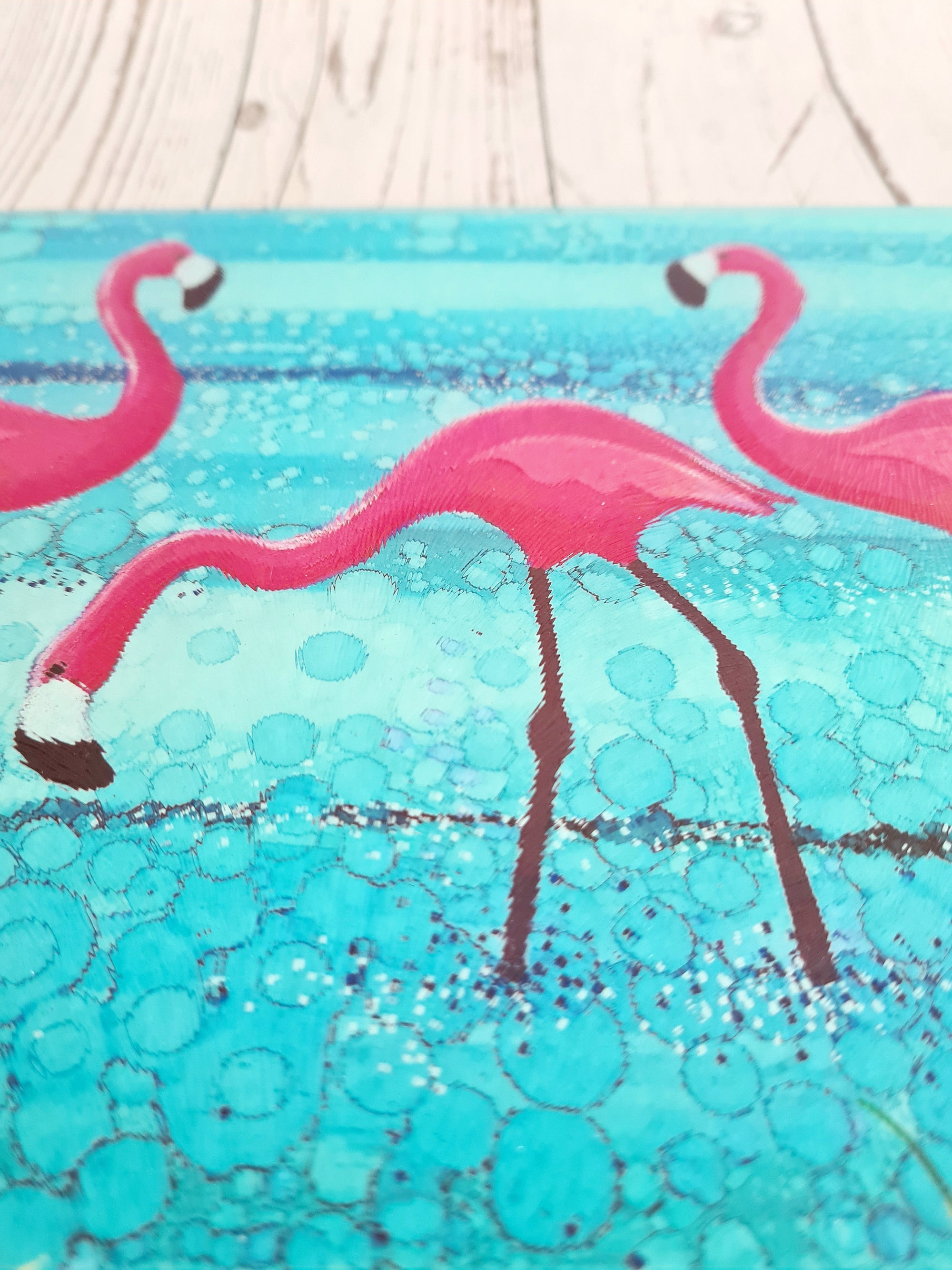 Flamingo Tempered Glass Chopping Board, Glass Placemats, Moonlight Animal, pink flamingo