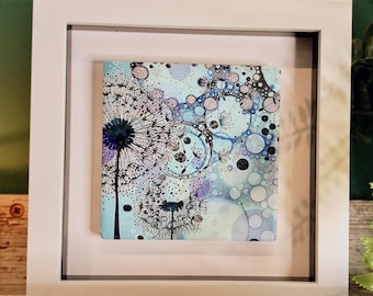Dandelion Ceramic Tile Art: Framed Mini Picture, Home Decor