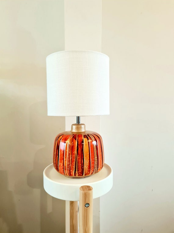hand painted|Table Lamp|home decor|ceramic|housewarming gift|house gift|unique|sunshine|greys|autumn|Burnt orange|orange|bronze
