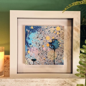 dandelion wall art mini framed art housewarming birthday gift home décor dandelion framed picture navy blue dandelions blue flowers