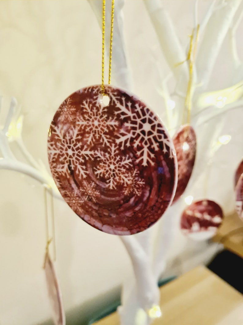 Christmas Tree Ornament Ceramic Ornaments Christmas Bauble Ceramic Round decoration Hand Painted Christmas Decor Christmas Ornament