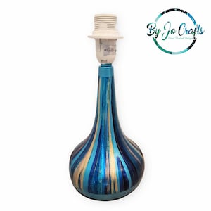 Blue & Gold Hand Painted Touch Table Lamp: Dimmable Home Decor