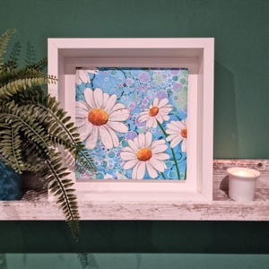 Daisy Framed Wall Art: Colorful Floral Home Decor (9.8in)
