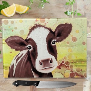 Cow Tempered Glass Chopping Board: Dairy Lover Gift