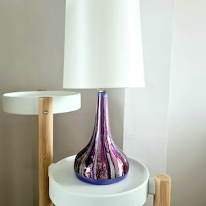 Hand Painted Purple Touch Table Lamp: Dimmable Home Decor