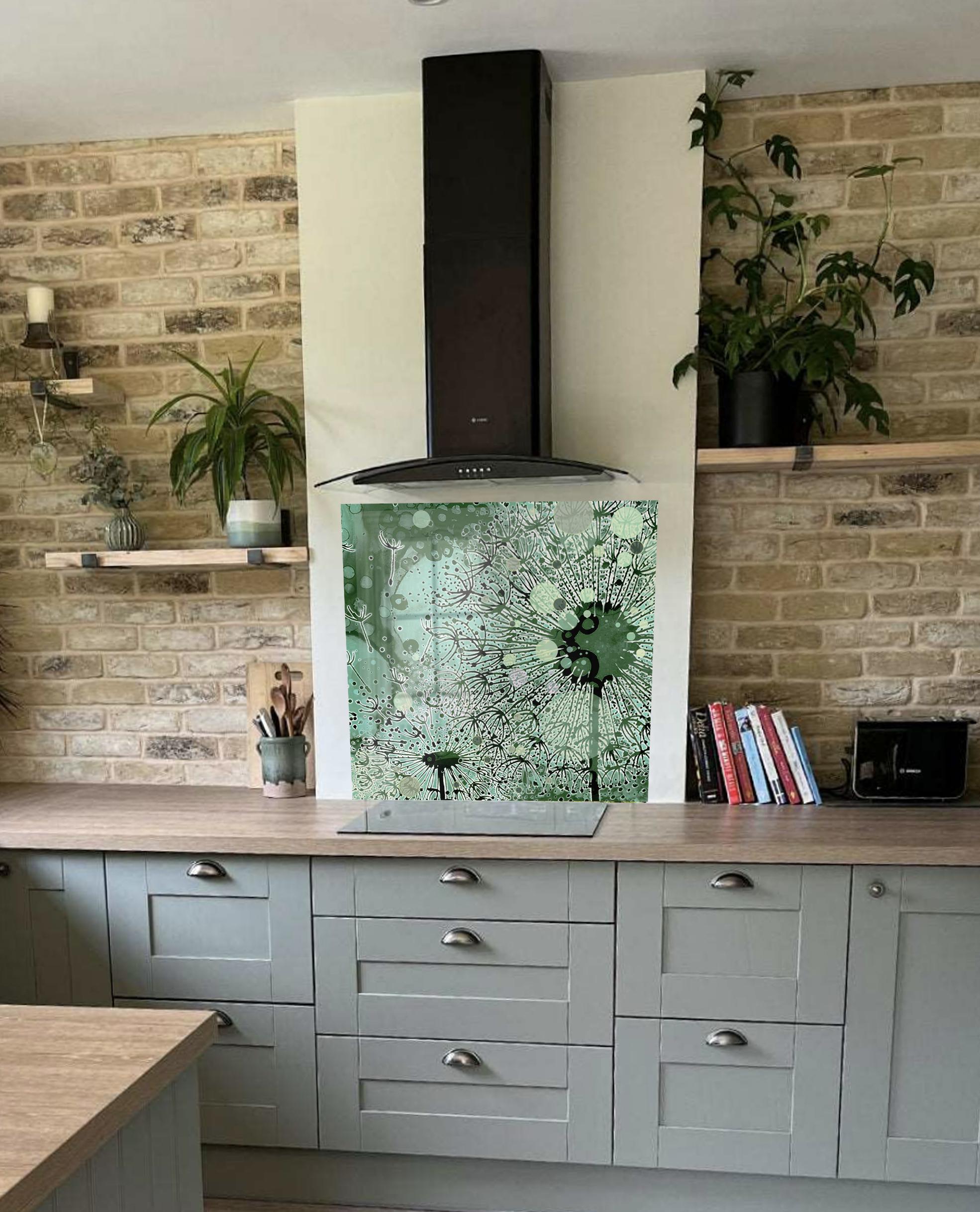 thumbnail image 2 of Premier Range Dandelion Print Floral Glass Splashback - 60cm X 75cm, Toughened Glass, Made In UK 2 of 6