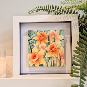 Daffodils Picture: Small Framed Ceramic Wall Art