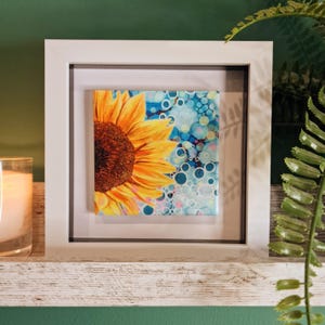 Framed Sunflower Ceramic Wall Art: Small Home Decor Gift