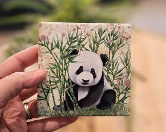 coaster panda ceramic coaster beautiful panda coaster quirky coaster cute panda lover gift Christmas gift panda birthday gift panda lover