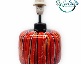 hand painted Table Lamp, home decor, ceramic, housewarming gift, unique gift, red and black table lamp, red and orange lamp,