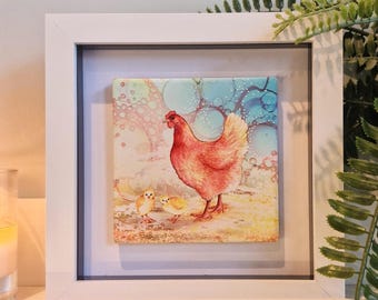 Ingelijste afbeelding Chicken & Chicks: kleurrijk interieur
