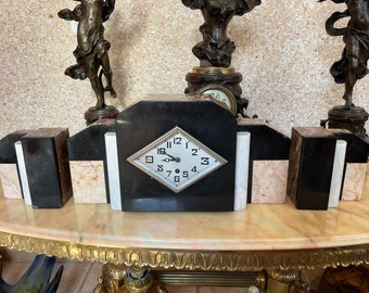 Made In France MARTI Clock Art Deco Marble Mantel Antique