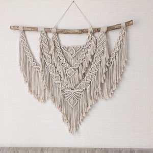 Large macrame wall hanging for the headboard of a boho style bedroom decor Macrame headboard Hanging headboard Above bed art Over bed decor