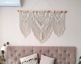 Extra large macrame wall hanging Boho woven wall hanging Handmade macrame headboard