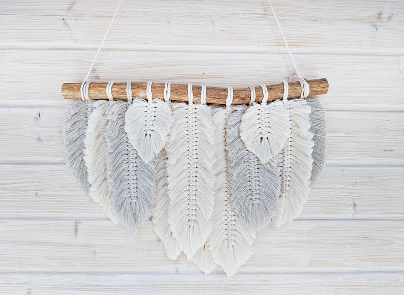 Large feather macrame wall hanging in boho style Macrame wall Etsy