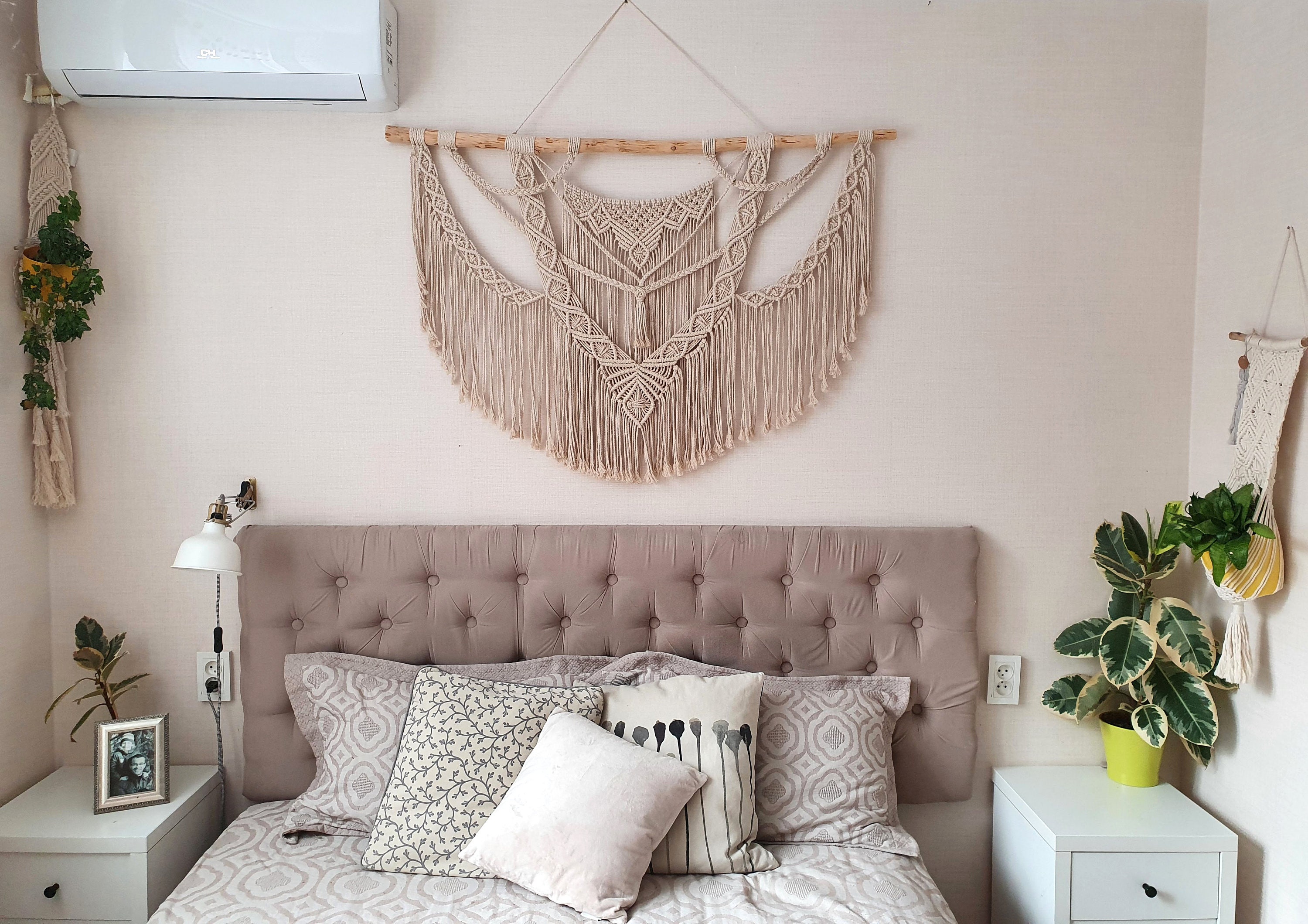 Large macrame wall hanging Bedroom wall decor over the bed Etsy