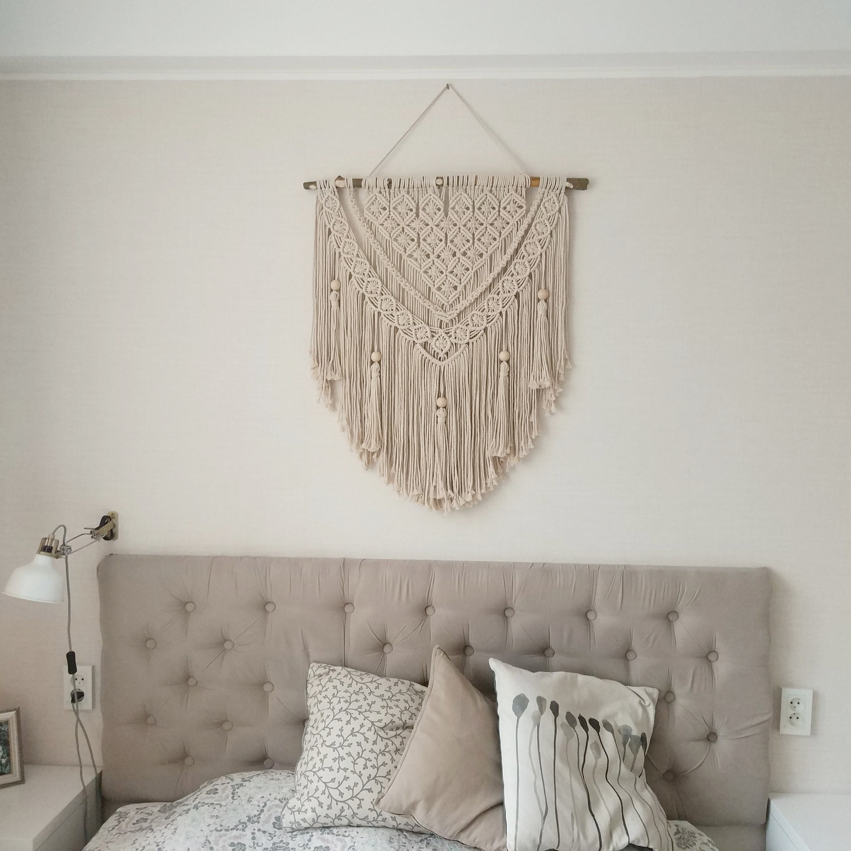 Above bed art Large macrame wall hanging Hanging handmade Etsy